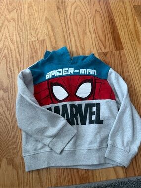 Marvel Spider-Man Colorblock Pullover Sweatshirt - Teal/Red/Gray